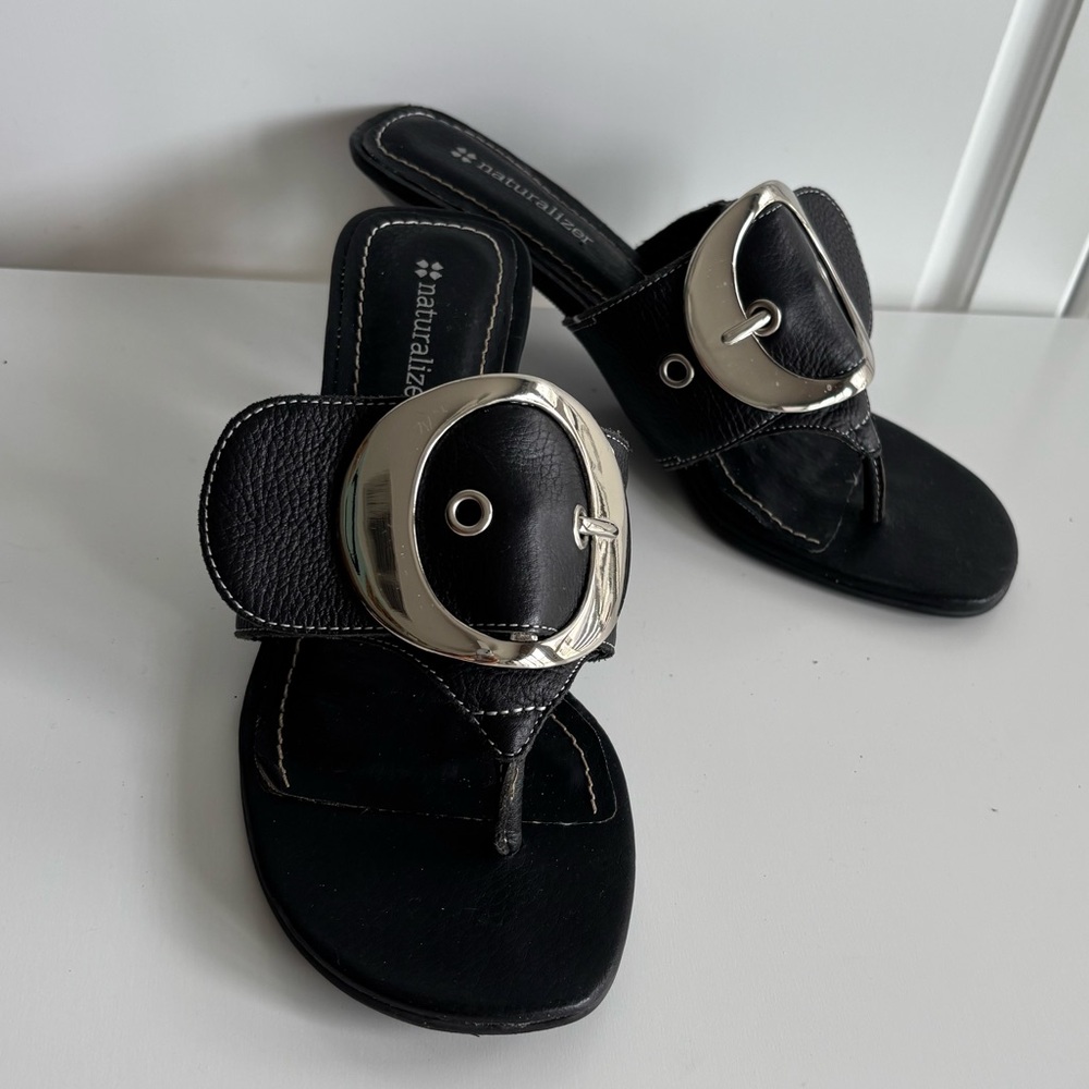 Naturalizer Black Heels with Silver Buckle